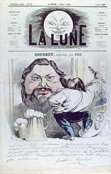 Gustave Courbet 1819-77 in front of his self portrait - view 1