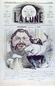 Gustave Courbet 1819-77 in front of his self portrait by Andre Gill