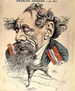 Charles Dickens 1812-70 astride the English Channel by Andre Gill