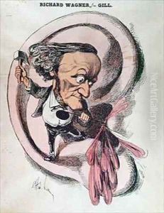 Richard Wagner splitting the ear drum of the world by Andre Gill