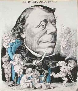 Caricature of Dr Philippe Ricord 1800-89 by Andre Gill