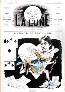 Caricature of Cora Pearl 1842-c 1886 from La Lune by Andre Gill