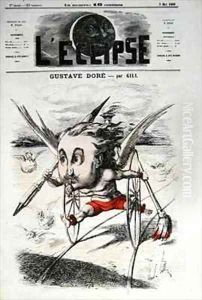 Gustave Dore 1832-83 cover illustration from LEclipse magazine by Andre Gill