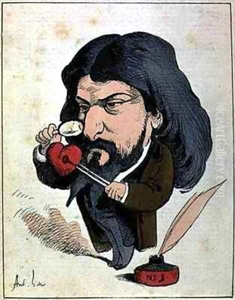 Caricature of Alphonse Daudet 1840-97 from Les Hommes dAujourdhui - view 1