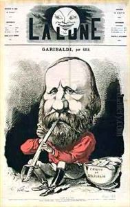 Cover illustration of La Lune magazine featuring Giuseppe Garibaldi 1807-82 by Andre Gill