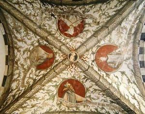 Vault depicting four prophets from the Loggia dAnnunciazione by d'Allamagna Giusto