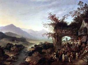 A mountainous landscape by Robert Griffier