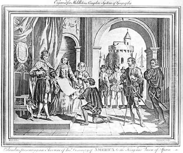 Christopher Columbus 1451-1506 presenting an account of his discovery of America to the King and Queen of Spain - view 1
