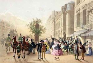 Boulevard des Italiens from Physionomies de Paris by Eugene Charles Francois Guerard