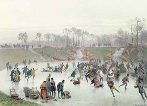 Skaters on the Lake at Bois de Boulogne by Eugene Charles Francois Guerard