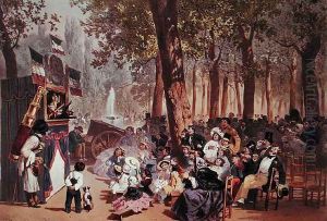 The Guignol Theatre on the Champs Elysees by Eugene Charles Francois Guerard