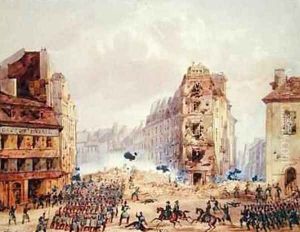 Barricade at Faubourg Saint Antoine and the Death of General Negrier by Gaspard Gobaut