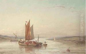 A barge setting sail on the Medina River by George Gregory