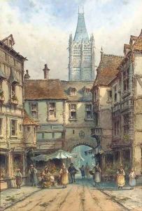 Market day, Northern France by George Gregory