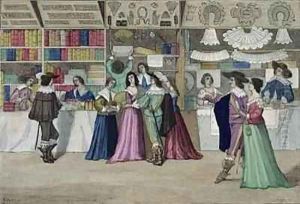 Shops in the Gallery of the Palais de Justice at the time of Louis XIII Shops in the Gallery of the Palais de Justice at the time of Louis XIII