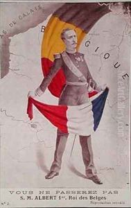 Postcard depicting Albert I 1875-1934 as the defender of Belgium by Gilbert Gautier