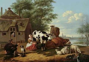 Cattle in a Meadow by Jan van Gool