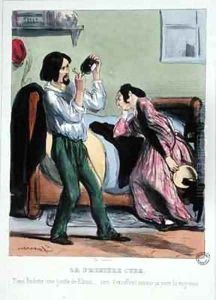 Darling theres nothing like a drop of rum to cure a migraine by Pierre Gavarni