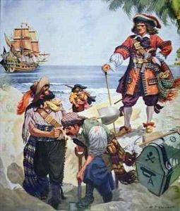 Pirate Chief burying treasure by R.J. Gallant