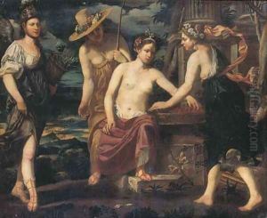 Vertumnus offering fruits to Pomona