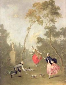 Scene Galante in a Park by Norbert Joseph Carl Grund