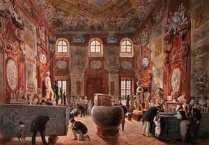 The Marble Room with Egyptian Greek and Roman Antiquities of the Ambraser Gallery in the Lower Belvedere by Carl Goebel