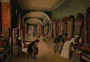 The Corridor and the last Cabinet of the Egyptian Collection in the Ambraser Collection of the Lower Belvedere by Carl Goebel