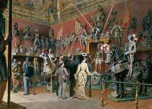 The first Armoury Room of the Ambraser Gallery in the Lower Belvedere by Carl Goebel