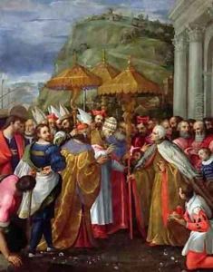 Pope Alexander III Emperor Frederick Barbarossa and Doge Sebastiano Ziani Arrive at Ancona