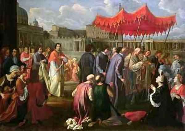 Pope Clement XI 1649-1721 in a Procession in St Peters Square Rome - view 1