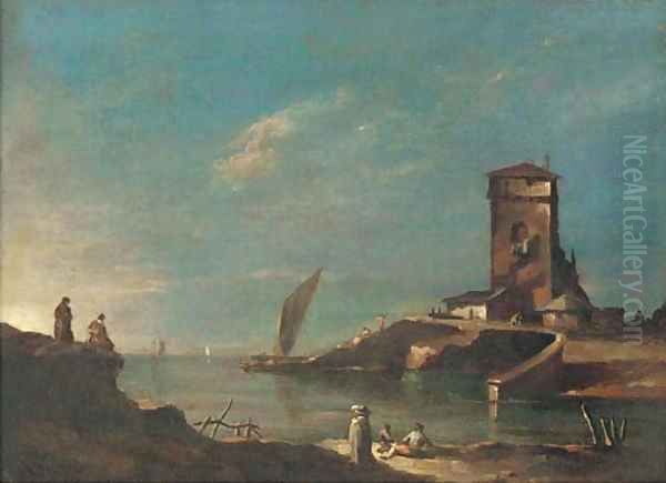A capriccio with a tower, figures in the foreground - view 1