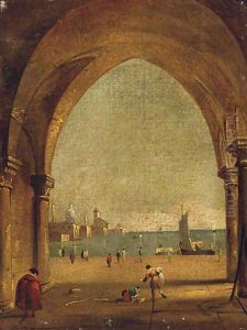 The Bacino Di San Marco From The Colonnade Of The Doge'S Palace by Francesco Guardi