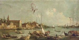 A capriccio of a Venetian lagoon by Francesco Guardi