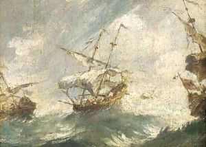 Shipping in stormy seas by Francesco Guardi
