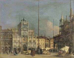The Piazza San Marco, Venice, looking north towards the Torre dell'Orologio by Francesco Guardi