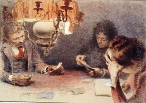 A Game of Cards from LEstampe Moderne by Francois Joseph Guiguet