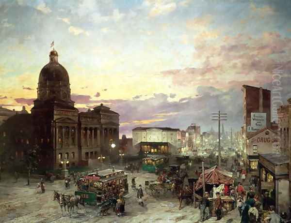 Washington Street Indianapolis at Dusk - view 1