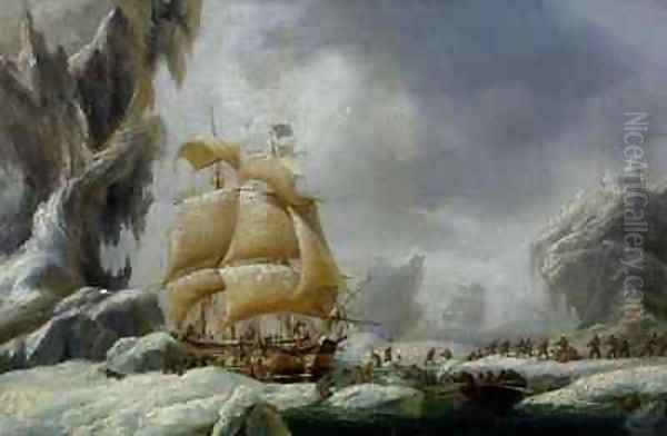 The Ship of Jules Dumont dUrville 1790-1845 Stuck in an Ice Floe in Antarctica - view 1
