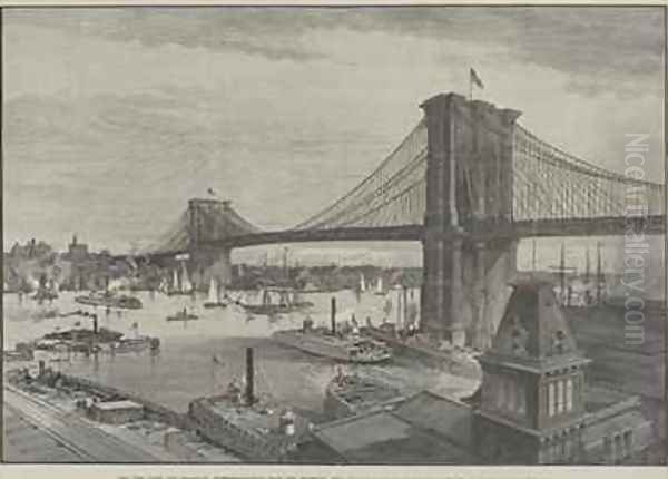 The New York and Brooklyn Suspension Bridge from the Brooklyn Side - view 1