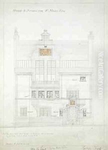 Working drawing for House and Studio for F Miles Esq Tite Street Chelsea by Edward William Godwin