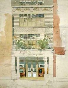 Design for the facade of McLean Fine Art Galleries Haymarket London by Edward William Godwin