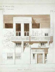 Front Elevation of Studio and House for Frank Miles 1852-91 Tite Street Chelsea by Edward William Godwin