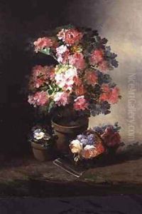 Still Life of Roses in a Pot by Pierre Camille Gontier