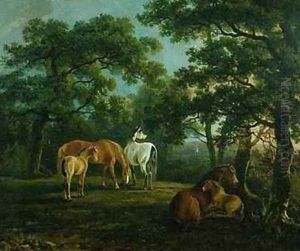 Horses in a Landscape by S. & Barrett, G. Gilpin