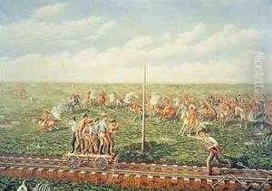 Cheyenne Indians attack workers on the Union Pacific Railroad near Fossil Creek in Kansas by Gogolin, Jacob