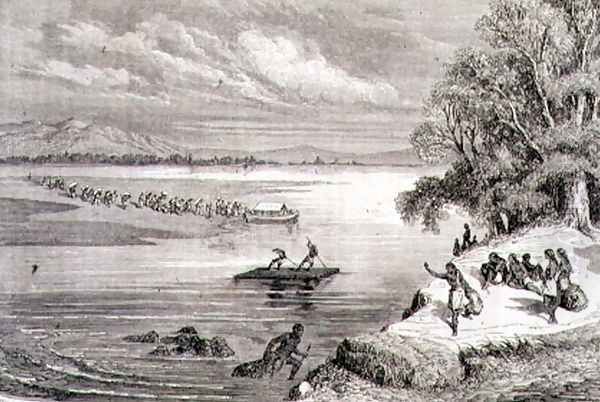 Crossing the Colorado River in the 1860s - view 1