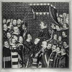 Louis II Count of Clement paying homage to Charles V by Francois Roger de Gaignieres
