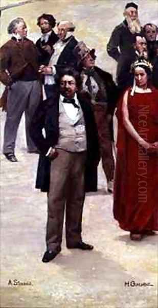 Fragment of the panorama of The History of the Century with portraits of artists and actors - view 1