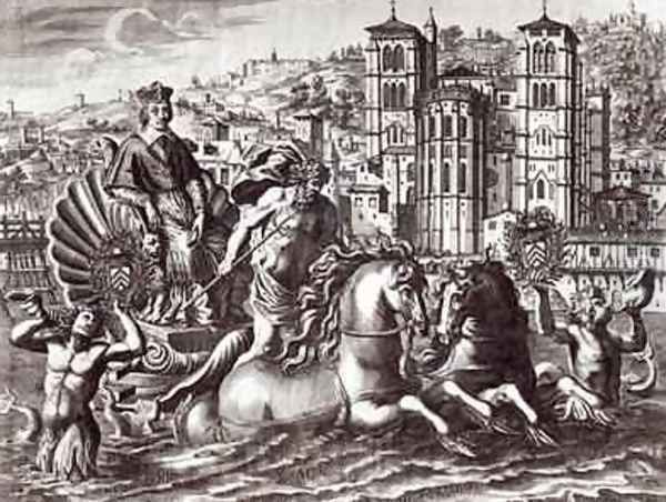Allegory celebrating the nomination of Cardinal de Richelieu 1585-1642 to the office of Superintendant of Navigation and Trade in October 1626 - view 1