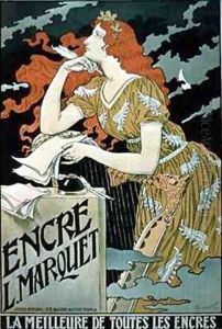Poster advertising L Marquet Ink The Best Of All Inks by Franz Grassel